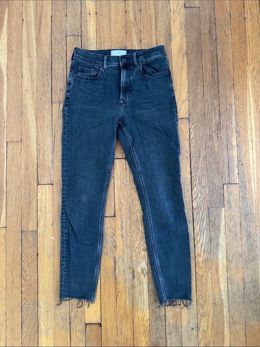 Everlane Black High-Rise Skinny Jeans with Raw Hem